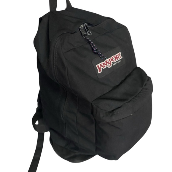 Jansport 90s Leather Bottom Backpack Rare Black On Black Vintage 90s Made In USA - Picture 3 of 10